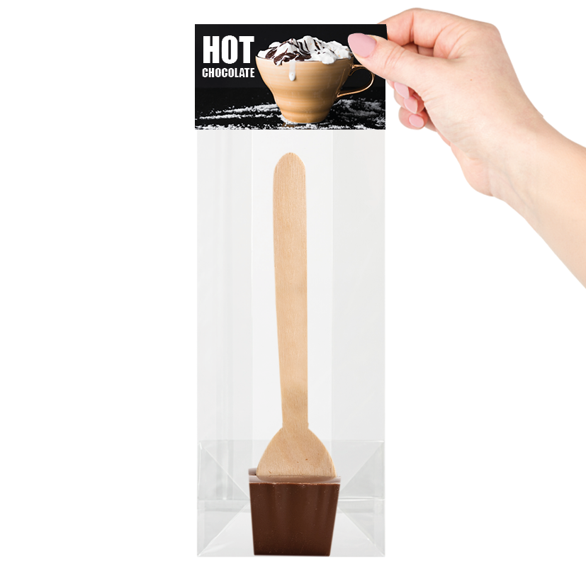 Chocolademelk spoon met kopkaartje Chocolademelk spoon met kopkaartje